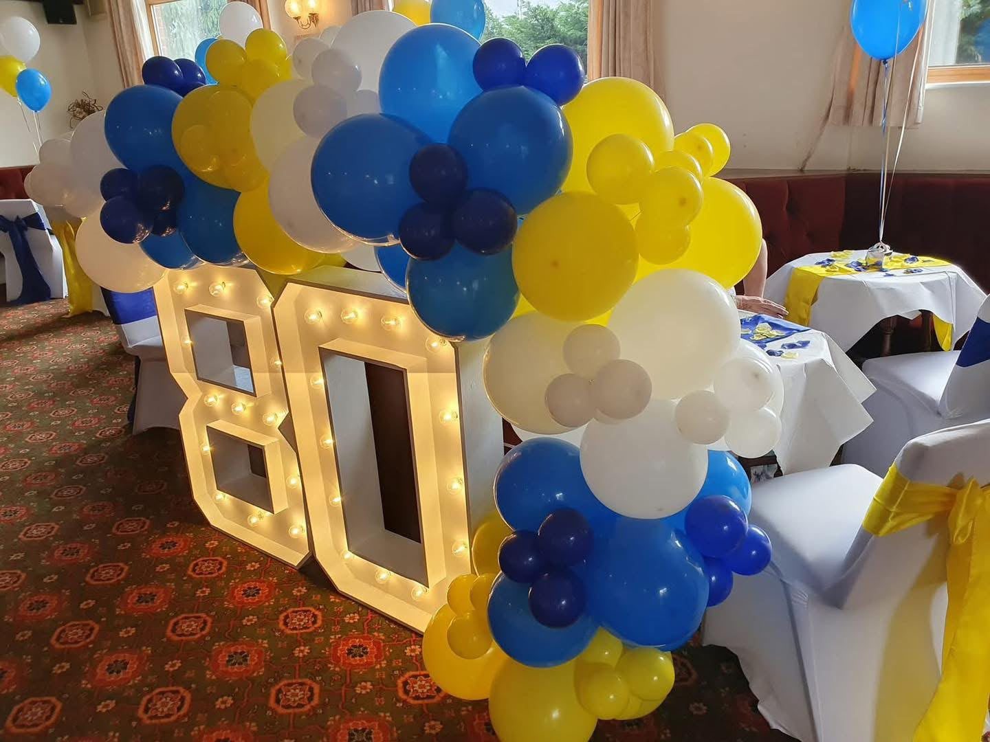 Blue and gold celebration decorations