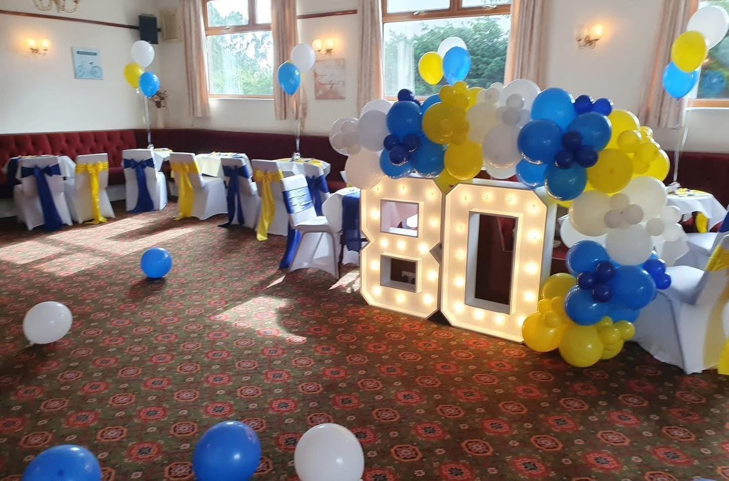 Concert Room dressed in blue and gold for a celebration