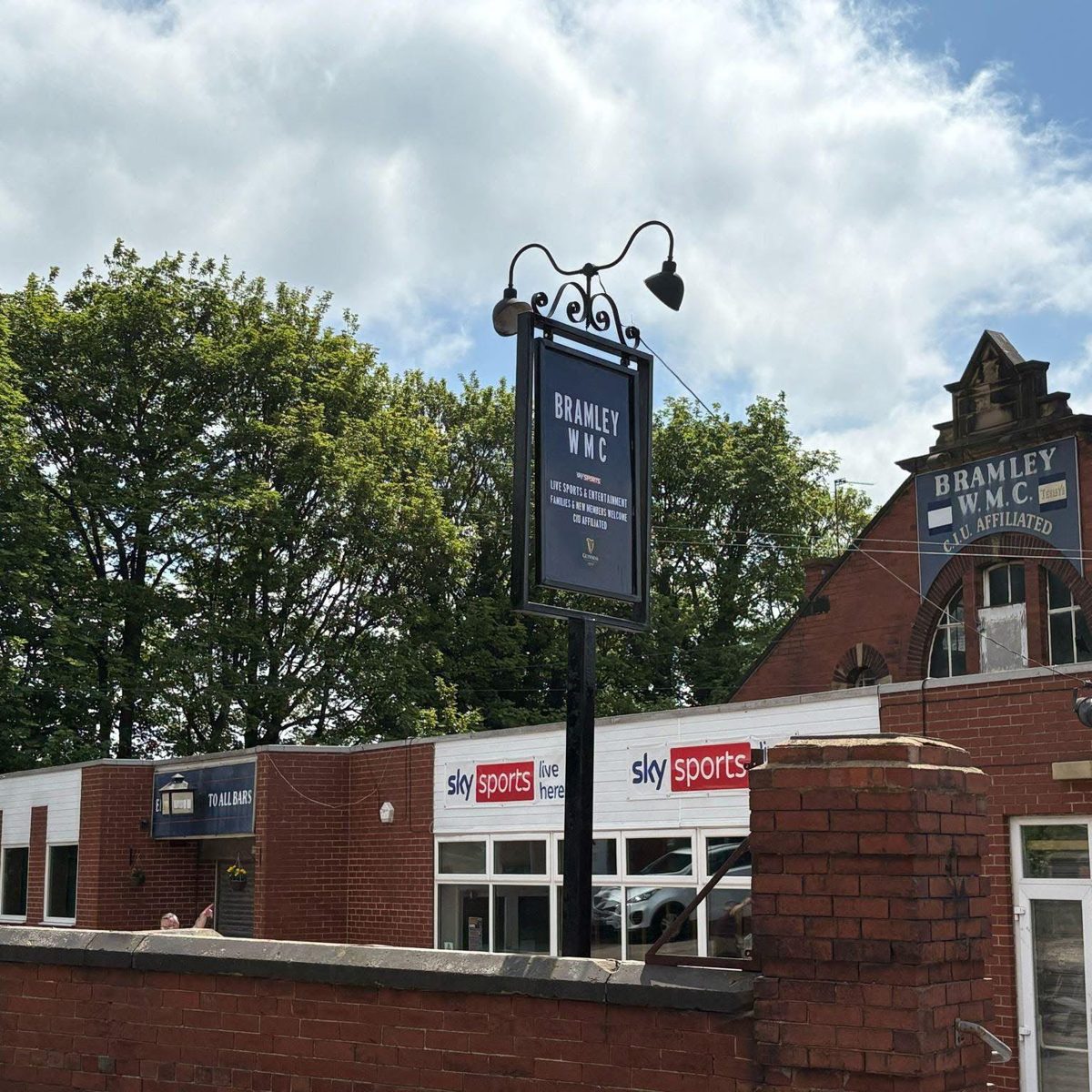 Club exterior and sign
